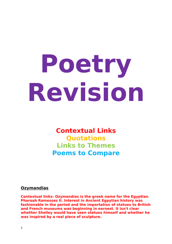 GCSE AQA Poetry Revision