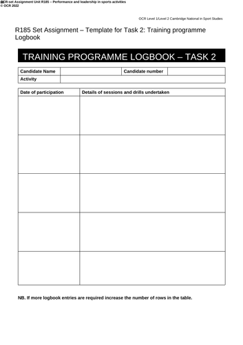 Sport Studies OCR C Nat R185 Performance and Leadership in Sport ...