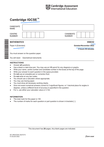 0580 41 paper 4 extended october november 2022