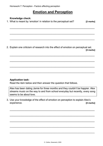 AQA GCSE Psychology - Factors affecting perception: Emotion (Perception ...