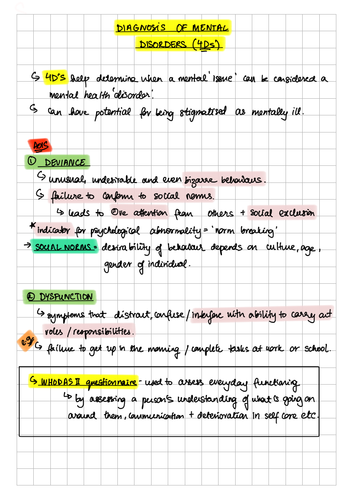 DIAGNOSIS OF MENTAL DISORDERS notes!! | Teaching Resources