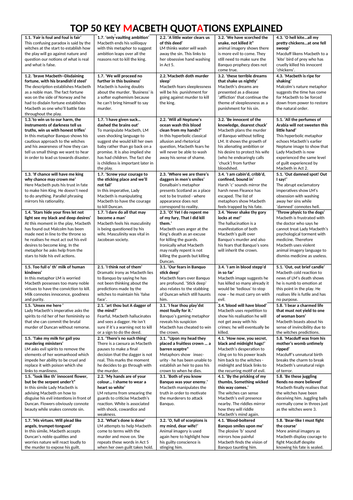 Macbeth 50 quotation quiz with answer sheet