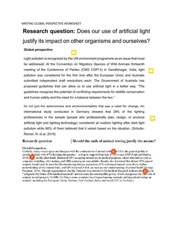 individual research report igcse