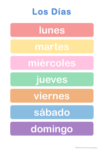 Days of the Week - Spanish Language Poster