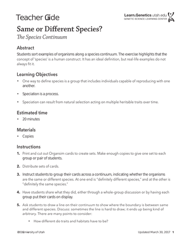Speciation | Teaching Resources