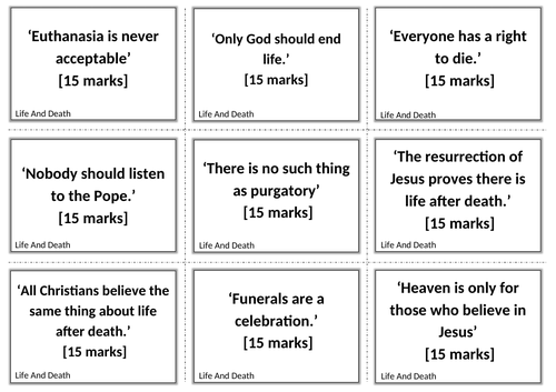 Life and Death Revision Cards with answers- Eduqas/WJEC | Teaching ...