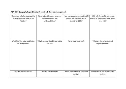 Geography Paper 2 Section C AQA interleaving