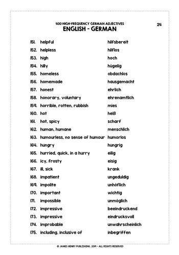 250 Useful German Adjectives – 250 adjektive der deutschen sprache, die ...
