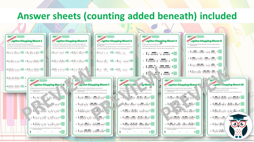 10 Rhythm Clapping Sheets In 34 Time Teaching Resources