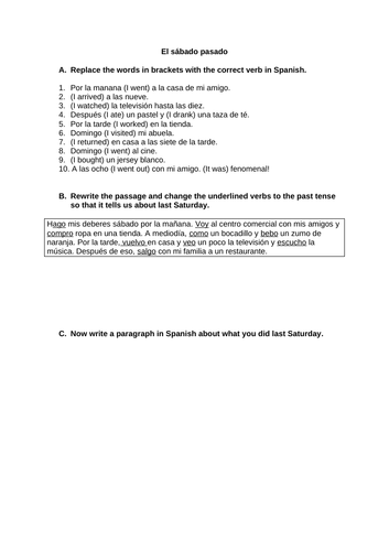 Spanish - Preterite practice