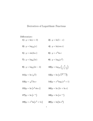 derivatives-of-logarithmic-functions-worksheet-with-solutions