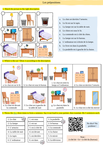 French prepositions Worksheet Teaching Resources