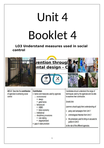 Unit 4 Criminology LO3 AC3.2 booklet and PPTs | Teaching Resources