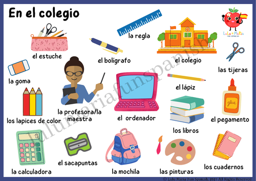 Spanish Poster & Worksheets - En el colegio - In school | Teaching ...