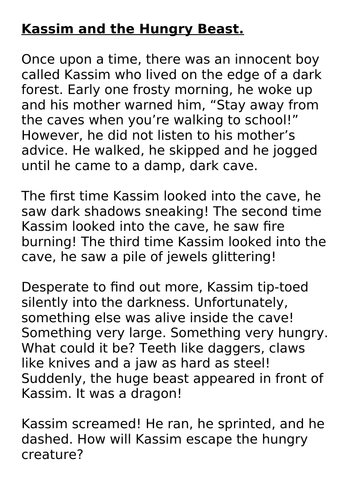 Year 2 warning story talk for writing Kassim and the hungry beast ...