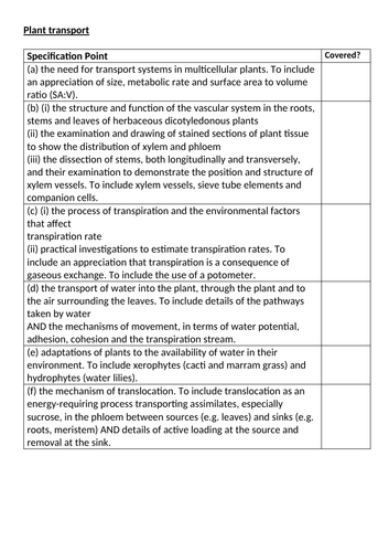 Plant transport topic for OCR A level. MODULE 3: EXCHANGE AND TRANSPORT ...