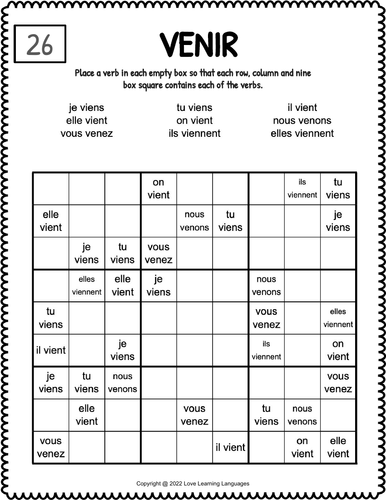 French Irregular Verbs Worksheet Packet - 50 Most Common Irregular ...