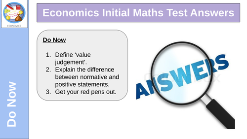 Economics Initial maths test Feedback