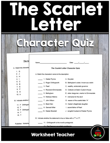 The Scarlet Letter Character Quiz with Key | Teaching Resources