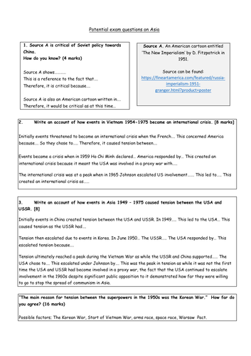 Cold War in Asia AQA GCSE Exam Skills | Teaching Resources
