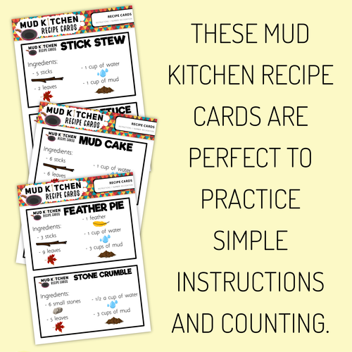 Mud Kitchen Recipe Cards (Ingredients Only) | Teaching Resources