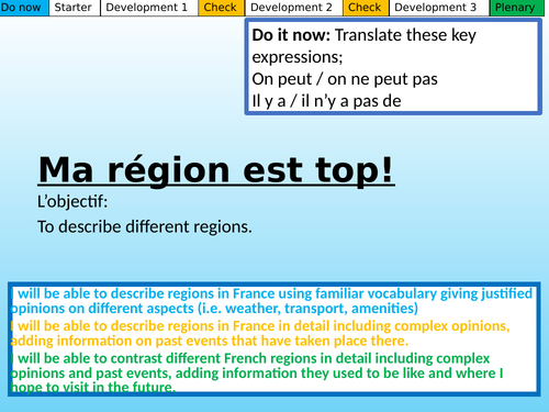 Ma région est top Studio GCSE Mod 4.1