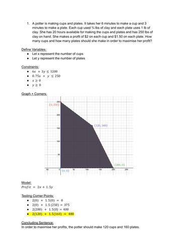 linear programming homework answers