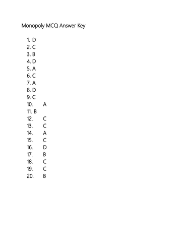 Market Structures Revision Part 1 Teaching Resources