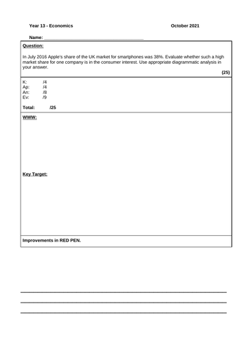 Edexcel Economics Theme 3 Assessment | Teaching Resources