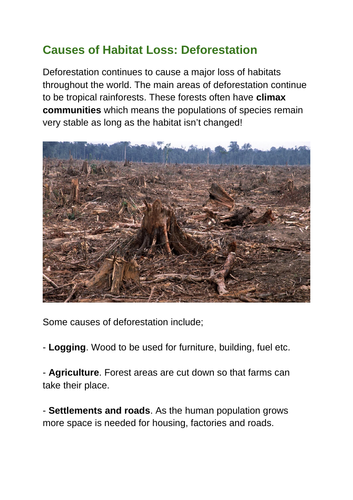 Causes and Impacts of Habitat Loss | Teaching Resources