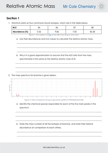 Relative Atomic Mass Worksheet | Teaching Resources