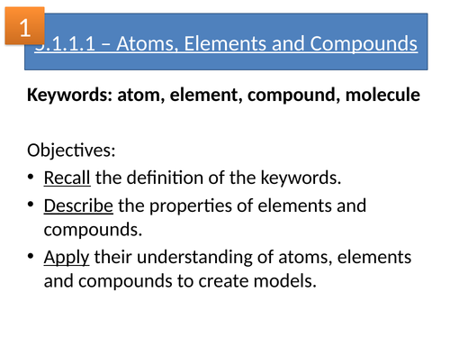 AQA C1 Atoms, Elements and Compounds (Triple and Trilogy) | Teaching ...