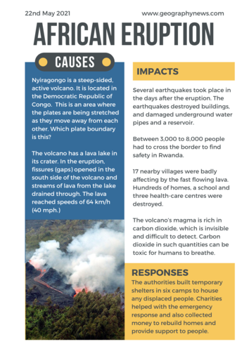 case study of a recent volcanic eruption