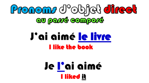 IGCSE French: Direct object pronouns: Part 3: The perfect tense ...