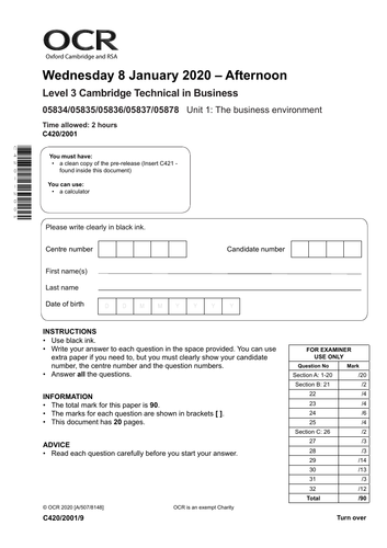 Business CTech Unit 1 Feedback | Teaching Resources