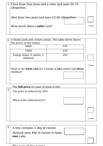 Y6 SATs revision questions | Teaching Resources