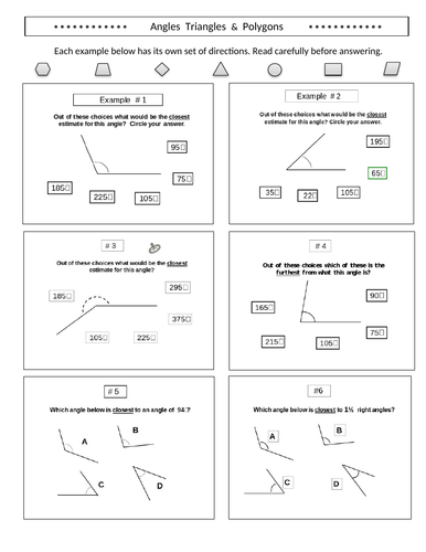 Angles Triangles Polygons Plus Angles Word Problems 2 Items Teaching Resources 2376