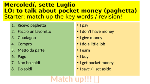 Paghetta - pocket money in Italian | Teaching Resources