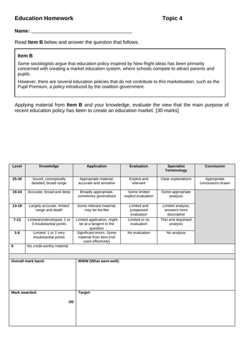 AQA A Level Sociology Education Topic 4 Educational Policies | Teaching ...