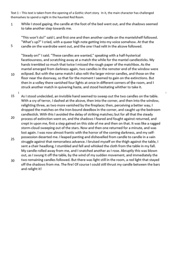 Edexcel English Language Paper 1 - The Red Room | Teaching Resources