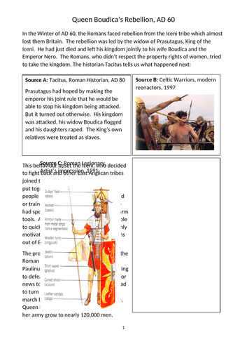 Worksheet - Queen Boudica's Rebellion