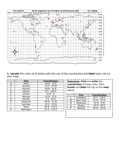 Map Skills: Compass Directions & Coordinates | Teaching Resources