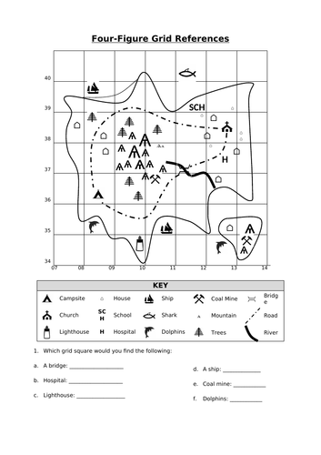 Map Skills: 4 Figure Grid References | Teaching Resources