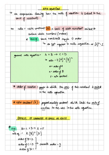 RATE EQUATION - AQA A LEVEL CHEMISTRY | Teaching Resources