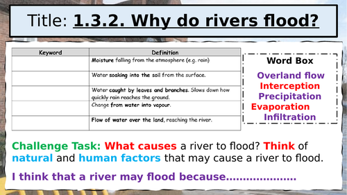 WJEC GCSE Theme 1: L8: Rivers - Causes of Flooding
