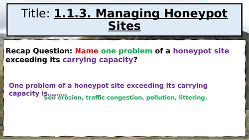 WJEC GCSE Theme 1: L5: Distinctive Landscapes – Managing Honeypot Sites