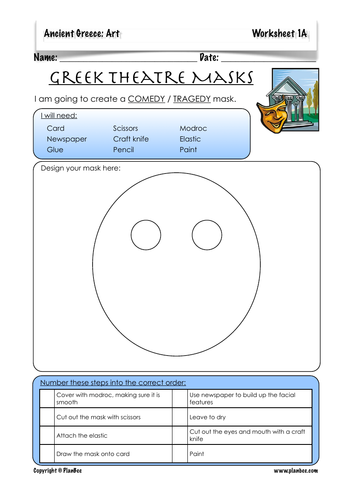 Art DT Greek Masks Artwork 3 lessons