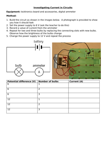 Physics - Current and Charge | Teaching Resources