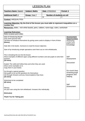 Inequality Teaching Resources