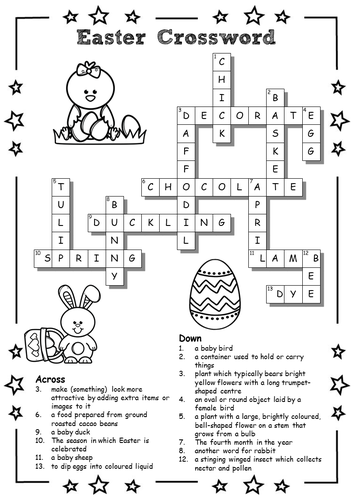 Easter colour-in crossword with answers | Teaching Resources
